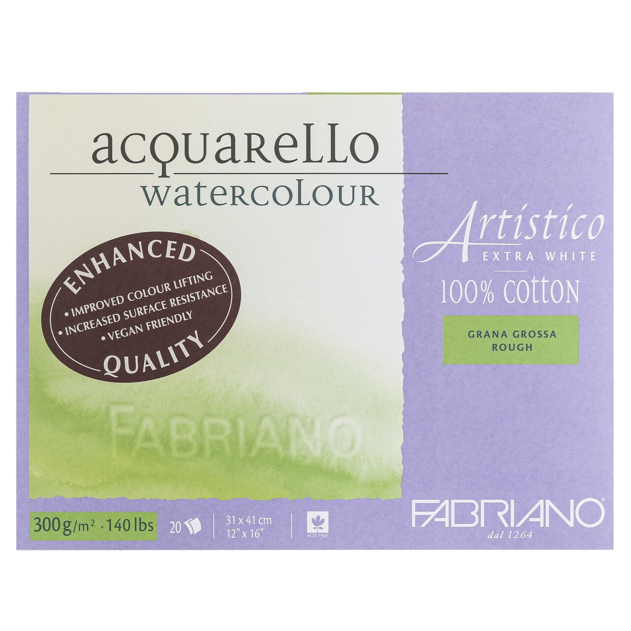 Fabriano Artistico Extra White Watercolor Block, 140 lb./300 gsm